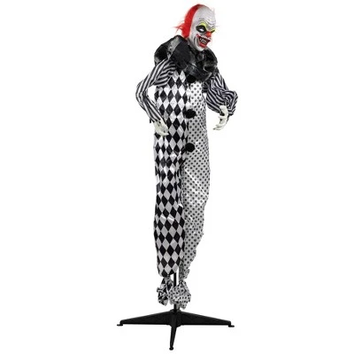 Northlight Spooky Town 5.5' Animated Standing Clown with Glowing Eyes Halloween Decoration 3 Northlight Spooky Town 5.5' Animated Standing Clown with Glowing Eyes Halloween Decoration - Image 3