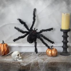 Northlight 27.5" Fuzzy Spider with Red Eyes Halloween Decoration