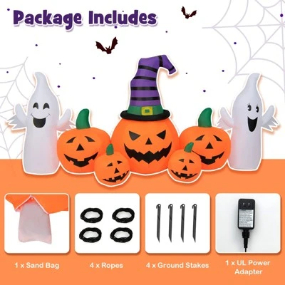 Tangkula 9FT Long Halloween Inflatable Pumpkins Self Inflating Halloween Pumpkin Patch Lanterns w/ 2 Ghosts LED Lights Waterproof Blower 8 Tangkula 9FT Long Halloween Inflatable Pumpkins Self Inflating Halloween Pumpkin Patch Lanterns w/ 2 Ghosts LED Lights Waterproof Blower - Image 8