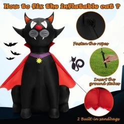 Costway 4.7 FT Halloween Inflatable Vampire Black Cat with Red Cloak Blow-up Decoration -HYDE & EEK BOUTIQUE Store GUEST 02a0581f 5098 4fca 97c9 f626b704be1d