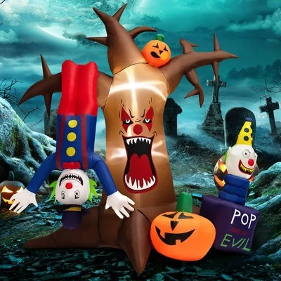 Costway 8 FT Halloween Inflatable Tree Giant Blow-up Spooky Dead Tree with Pop-up Clowns 1 Costway 8 FT Halloween Inflatable Tree Giant Blow-up Spooky Dead Tree with Pop-up Clowns