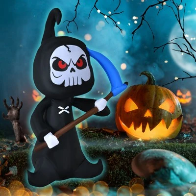 Tangkula 6FT Halloween Inflatable Ghost Outdoor Blow Up Decoration with LED Lights& Blower Blow Up Halloween Decoration 5 Tangkula 6FT Halloween Inflatable Ghost Outdoor Blow Up Decoration with LED Lights& Blower Blow Up Halloween Decoration - Image 5