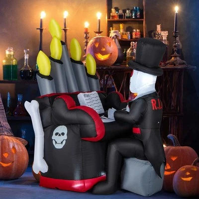 Costway 5.2 FT Halloween Inflatable Skeleton Playing Piano Yard Decoration with LED Lights 1 Costway 5.2 FT Halloween Inflatable Skeleton Playing Piano Yard Decoration with LED Lights