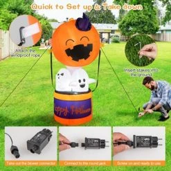 Tangkula 6FT Halloween Inflatable Decoration Inflatable Pumpkin Hot Air Balloon with Ghosts Bright LED Lights Waterproof Air Blower 2 Sandbags -HYDE & EEK BOUTIQUE Store GUEST 077ace67 ab8c 447a a2a9 d320e9dac452