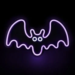 Northlight 15" Purple LED Lighted Neon Style Purple Bat Halloween Window Silhouette