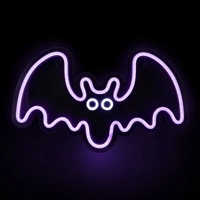 Northlight 15" Purple LED Lighted Neon Style Purple Bat Halloween Window Silhouette 1 Northlight 15" Purple LED Lighted Neon Style Purple Bat Halloween Window Silhouette