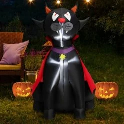 Costway 4.7 FT Halloween Inflatable Vampire Black Cat with Red Cloak Blow-up Decoration -HYDE & EEK BOUTIQUE Store GUEST 08c8061d 1523 49e6 94d1 281edeaacc5b