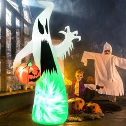 Costway 6 FT Inflatable Halloween Hunting Ghost with Pumpkin w/Spinning Lamp