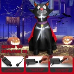 Tangkula 4.7FT Tall Halloween Inflatable Decoration Blow Up Vampire Black Cat with Crimson Cape Halloween Decor with Bright LED Lights -HYDE & EEK BOUTIQUE Store GUEST 0be2043e 8848 42d7 a53e a69a54a6479b
