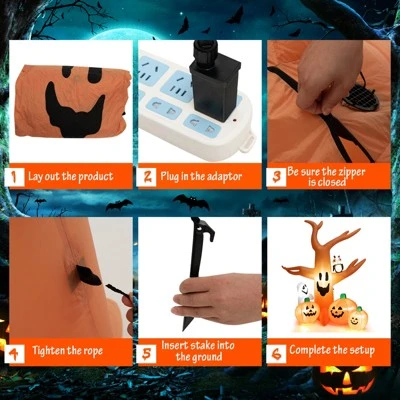 Tangkula 8FT Halloween Inflatable Decoration, Blow Up Dead Tree w/ Waterproof Air Blower Built-in LED Lights Holiday Decor w/ Ghost Owl Pumpkin 1 Tangkula 8FT Halloween Inflatable Decoration, Blow Up Dead Tree w/ Waterproof Air Blower Built-in LED Lights Holiday Decor w/ Ghost Owl Pumpkin