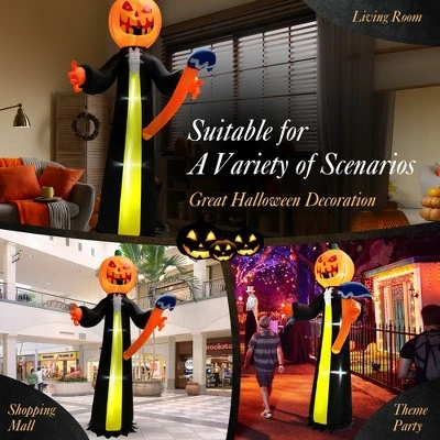 Costway 10FT Halloween Inflatable Pumpkin Ghosts w/ Built-in LEDs 5 Costway 10FT Halloween Inflatable Pumpkin Ghosts w/ Built-in LEDs - Image 5