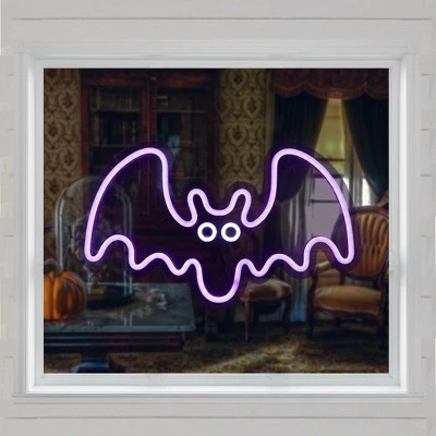 Northlight 15" Purple LED Lighted Neon Style Purple Bat Halloween Window Silhouette 2 Northlight 15" Purple LED Lighted Neon Style Purple Bat Halloween Window Silhouette - Image 2