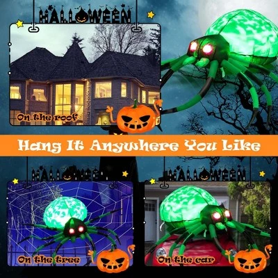 Costway 5 FT Long Halloween Inflatable Spider with White Net Yard Decor w/Rotating Light 4 Costway 5 FT Long Halloween Inflatable Spider with White Net Yard Decor w/Rotating Light - Image 4