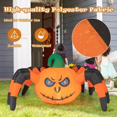 Costway 5 FT Long Halloween Inflatable Pumpkin Spider Blow-up Decoration with LED Light 6 Costway 5 FT Long Halloween Inflatable Pumpkin Spider Blow-up Decoration with LED Light - Image 6