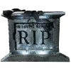 Fun World Tombstone Light-Up Pedestal with Rose Halloween Decoration - 20.5 in x 15 in x 2.5 in - Gray