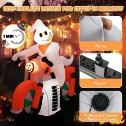 Costway 5 FT Halloween Inflatable Ghost Riding on Motor Bike Yard Decor w/ LED Lights -HYDE & EEK BOUTIQUE Store GUEST 190c6e5a 799a 4adf 9f16 cd4eec604f5b