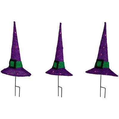 Northlight 14" LED Lighted Purple Witches Hat Outdoor Halloween Pathway Markers 2 Northlight 14" LED Lighted Purple Witches Hat Outdoor Halloween Pathway Markers - Image 2