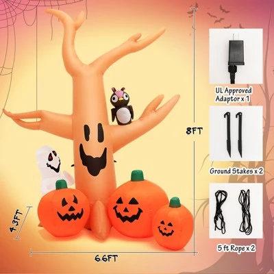 Tangkula 8FT Halloween Inflatable Decoration, Blow Up Dead Tree w/ Waterproof Air Blower Built-in LED Lights Holiday Decor w/ Ghost Owl Pumpkin 8 Tangkula 8FT Halloween Inflatable Decoration, Blow Up Dead Tree w/ Waterproof Air Blower Built-in LED Lights Holiday Decor w/ Ghost Owl Pumpkin - Image 8