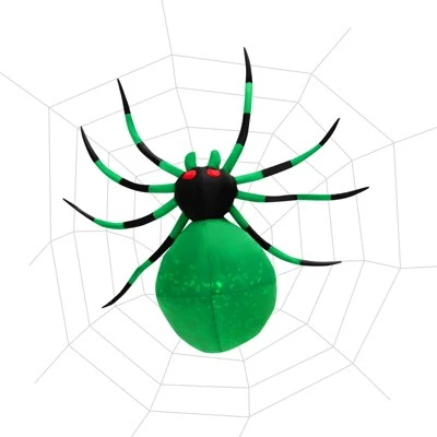 Tangkula Halloween Inflatable Spider with Cobweb Creepy Blow-up Spider with LED Rotating LED Light Green Black Legs Waterproof Halloween Decoration 9 Tangkula Halloween Inflatable Spider with Cobweb Creepy Blow-up Spider with LED Rotating LED Light Green Black Legs Waterproof Halloween Decoration - Image 9
