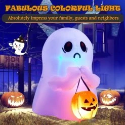 Tangkula 4 FT Halloween Inflatable Decoration, Colorful Inflatable Ghost with Pumpkin Lantern Built-in Flashing LED Lights & Waterproof Air Blower 14 Tangkula 4 FT Halloween Inflatable Decoration, Colorful Inflatable Ghost with Pumpkin Lantern Built-in Flashing LED Lights & Waterproof Air Blower -HYDE & EEK BOUTIQUE Store GUEST 2257ba7b ebe9 4456 b227 f46bc3d19208