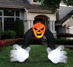 A Holiday Company 13ft Inflatable Halloween Archway with projection LED lighting, 9.5 ft Tall, Multi