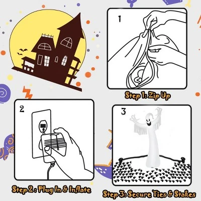 Tangkula Halloween Decoration 12FT Inflatable Blow Up Ghost With LED Lights Outdoor Yard 6 Tangkula Halloween Decoration 12FT Inflatable Blow Up Ghost With LED Lights Outdoor Yard - Image 6