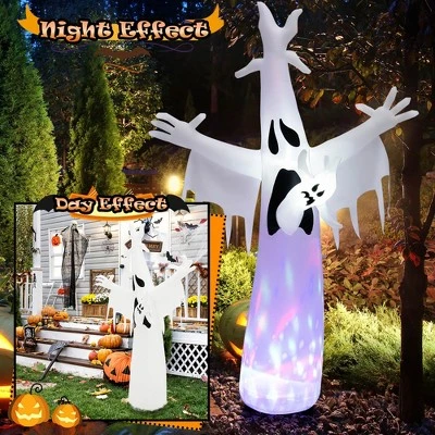 Costway 8FT Giant Halloween Inflatable Ghost Outdoor Decor w/LED Colorful Rotating Light 1 Costway 8FT Giant Halloween Inflatable Ghost Outdoor Decor w/LED Colorful Rotating Light