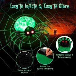 Tangkula Halloween Inflatable Spider with Cobweb Creepy Blow-up Spider with LED Rotating LED Light Green Black Legs Waterproof Halloween Decoration 12 Tangkula Halloween Inflatable Spider with Cobweb Creepy Blow-up Spider with LED Rotating LED Light Green Black Legs Waterproof Halloween Decoration -HYDE & EEK BOUTIQUE Store GUEST 29aa7c4e b30b 4101 9426 324c24db63a0