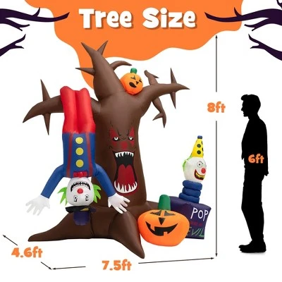 Costway 8 FT Halloween Inflatable Tree Giant Blow-up Spooky Dead Tree with Pop-up Clowns 3 Costway 8 FT Halloween Inflatable Tree Giant Blow-up Spooky Dead Tree with Pop-up Clowns - Image 3