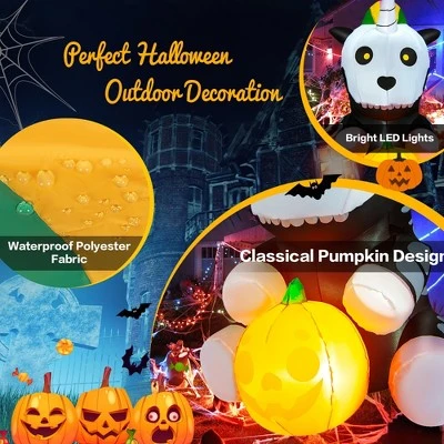 Costway 5ft Inflatable Halloween Unicorn Skeleton Holding Pumpkin for Yard w/LED Lights 4 Costway 5ft Inflatable Halloween Unicorn Skeleton Holding Pumpkin for Yard w/LED Lights - Image 4