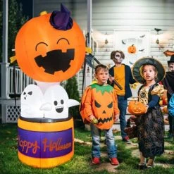 Tangkula 6FT Halloween Inflatable Decoration Inflatable Pumpkin Hot Air Balloon with Ghosts Bright LED Lights Waterproof Air Blower 2 Sandbags -HYDE & EEK BOUTIQUE Store GUEST 2e55d998 8d9b 4ede 967f b72eeb053c11