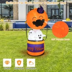 Tangkula 6FT Halloween Inflatable Decoration Inflatable Pumpkin Hot Air Balloon with Ghosts Bright LED Lights Waterproof Air Blower 2 Sandbags -HYDE & EEK BOUTIQUE Store GUEST 2e914a17 4bf5 4fbe af59 c9251163fb65