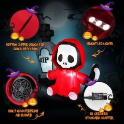 Tangkula 5 FT Tall Halloween Inflatable Decoration Blow Up Grim Reaper Ghost & Tombstone with Bright LED Lights Metal Ground Stakes 14 Tangkula 5 FT Tall Halloween Inflatable Decoration Blow Up Grim Reaper Ghost & Tombstone with Bright LED Lights Metal Ground Stakes -HYDE & EEK BOUTIQUE Store GUEST 2febfa55 3dad 49b9 bf53 3672f4edc7af