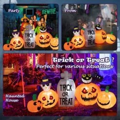 Tangkula 8 FT Long Halloween Inflatable Pumpkins Blow up Yard Decoration w/Pumpkins Tombstone Black Cat Lighted Halloween Outdoor Pumpkin -HYDE & EEK BOUTIQUE Store GUEST 300301fa d7c7 4380 9a92 6fc10373a85c