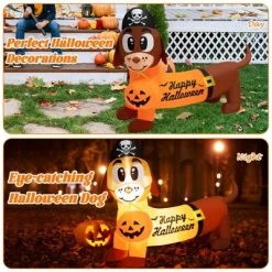 Tangkula 5.5 FT Long Halloween Inflatable Decoration Blow Up Dachshund Wiener Dog w/ Pirate Hat & Pumpkin Built-in LED Lights -HYDE & EEK BOUTIQUE Store GUEST 307ebc4a 4184 44b6 ae0e a7b3dcc927ce