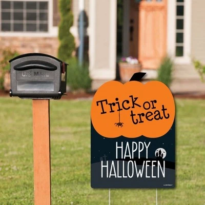 Big Dot of Happiness Trick or Treat - Outdoor Halloween Decorations - Happy Halloween Yard Sign - Welcome Yard Sign 1 Big Dot of Happiness Trick or Treat - Outdoor Halloween Decorations - Happy Halloween Yard Sign - Welcome Yard Sign