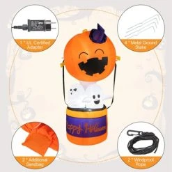 Tangkula 6FT Halloween Inflatable Decoration Inflatable Pumpkin Hot Air Balloon with Ghosts Bright LED Lights Waterproof Air Blower 2 Sandbags -HYDE & EEK BOUTIQUE Store GUEST 30ef1794 8b7f 4939 aa91 c8526aa2b389
