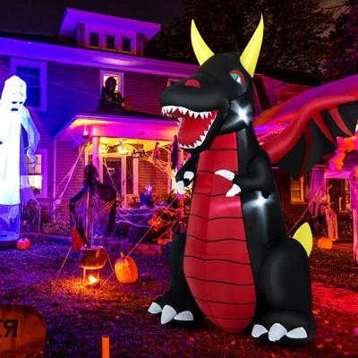 Tangkula 8 FT Tall Halloween Inflatable Dragon Indoor Outdoor Blow up Decoration w/Wing Tail, Bright Internal Lights Giant Animated Dragon 7 Tangkula 8 FT Tall Halloween Inflatable Dragon Indoor Outdoor Blow up Decoration w/Wing Tail, Bright Internal Lights Giant Animated Dragon - Image 7