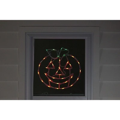 Northlight 14" Jack-O-Lantern Double Sided Halloween Window Silhouette Decoration - Orange/Green 3 Northlight 14" Jack-O-Lantern Double Sided Halloween Window Silhouette Decoration - Orange/Green - Image 3