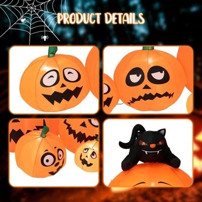 Tangkula 9.5 FT Long Inflatable Pumpkin Combo w/ Black Cat Extra Long Blow-up Pumpkin Halloween Decoration w/ Built-in LED Lights 5 Tangkula 9.5 FT Long Inflatable Pumpkin Combo w/ Black Cat Extra Long Blow-up Pumpkin Halloween Decoration w/ Built-in LED Lights - Image 5