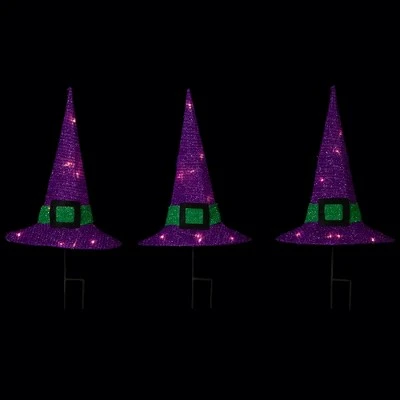 Northlight 14" LED Lighted Purple Witches Hat Outdoor Halloween Pathway Markers 5 Northlight 14" LED Lighted Purple Witches Hat Outdoor Halloween Pathway Markers - Image 5