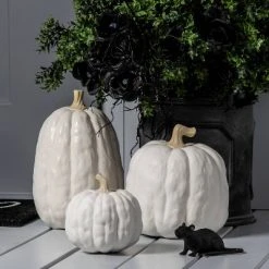 Hyde & EEK! Boutique Falloween Large Sheltered Porch Pumpkin White Halloween Decorative Sculpture - Hyde & EEK! Boutique™