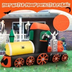 Tangkula 8 FT Long Halloween Inflatable Decoration w/ LEDs Inflatable Train w/ Pumpkins Ghost Skeleton Indoor Outdoor Halloween Decor -HYDE & EEK BOUTIQUE Store GUEST 3e02ba7c 6278 4bdc aec5 db1c5ade2b86