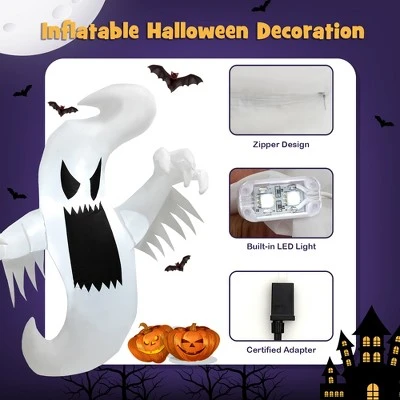 Costway 5FT Halloween Inflatable Ghost Blow-up Hanging Decoration w/ Built-in LED Lights 6 Costway 5FT Halloween Inflatable Ghost Blow-up Hanging Decoration w/ Built-in LED Lights - Image 6