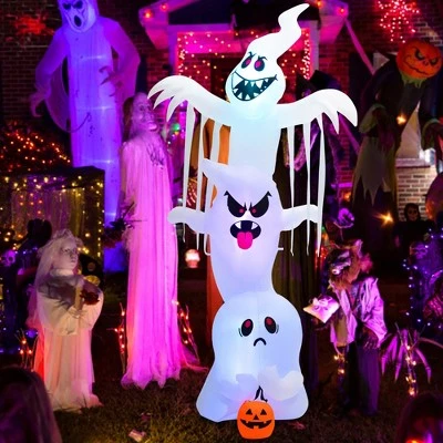 Costway 10 ft Inflatable Halloween Overlap Ghost Giant Decoration w/ Colorful RGB Lights 2 Costway 10 ft Inflatable Halloween Overlap Ghost Giant Decoration w/ Colorful RGB Lights - Image 2