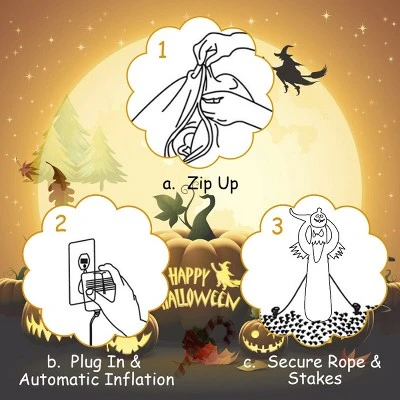 Costway 6FT Halloween Inflatable Blow Up Ghost w/ Pumpkin LED Lights Yard Decoration 7 Costway 6FT Halloween Inflatable Blow Up Ghost w/ Pumpkin LED Lights Yard Decoration - Image 7