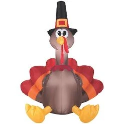 Halloween Express 5 ft Inflatable Happy Turkey Day Holiday Decoration