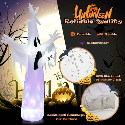 Costway 8FT Giant Halloween Inflatable Ghost Outdoor Decor w/LED Colorful Rotating Light 4 Costway 8FT Giant Halloween Inflatable Ghost Outdoor Decor w/LED Colorful Rotating Light - Image 4
