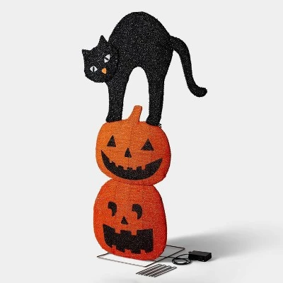 Hyde & EEK! Boutique 36.5" LED Tinsel Cat and Jack-O'-Lantern Halloween Novelty Silhouette Light - Hyde & EEK! Boutique™ 2 Hyde & EEK! Boutique 36.5" LED Tinsel Cat and Jack-O'-Lantern Halloween Novelty Silhouette Light - Hyde & EEK! Boutique™ - Image 2