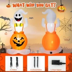 Costway 5 FT Inflatable Halloween Pumpkin Ghost Blow-up Yard Decoration with LED Lights -HYDE & EEK BOUTIQUE Store GUEST 49a4829f 5a5d 4ac9 a6e7 ea5e4a93a9c4